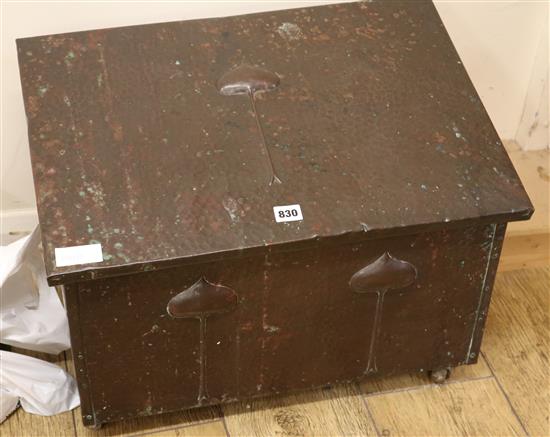 An Arts & Crafts copper trunk, W.57cm